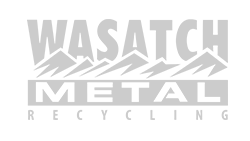 Logo for Wasatch Metal Recycling featuring a stylized mountain range and recycling symbol.